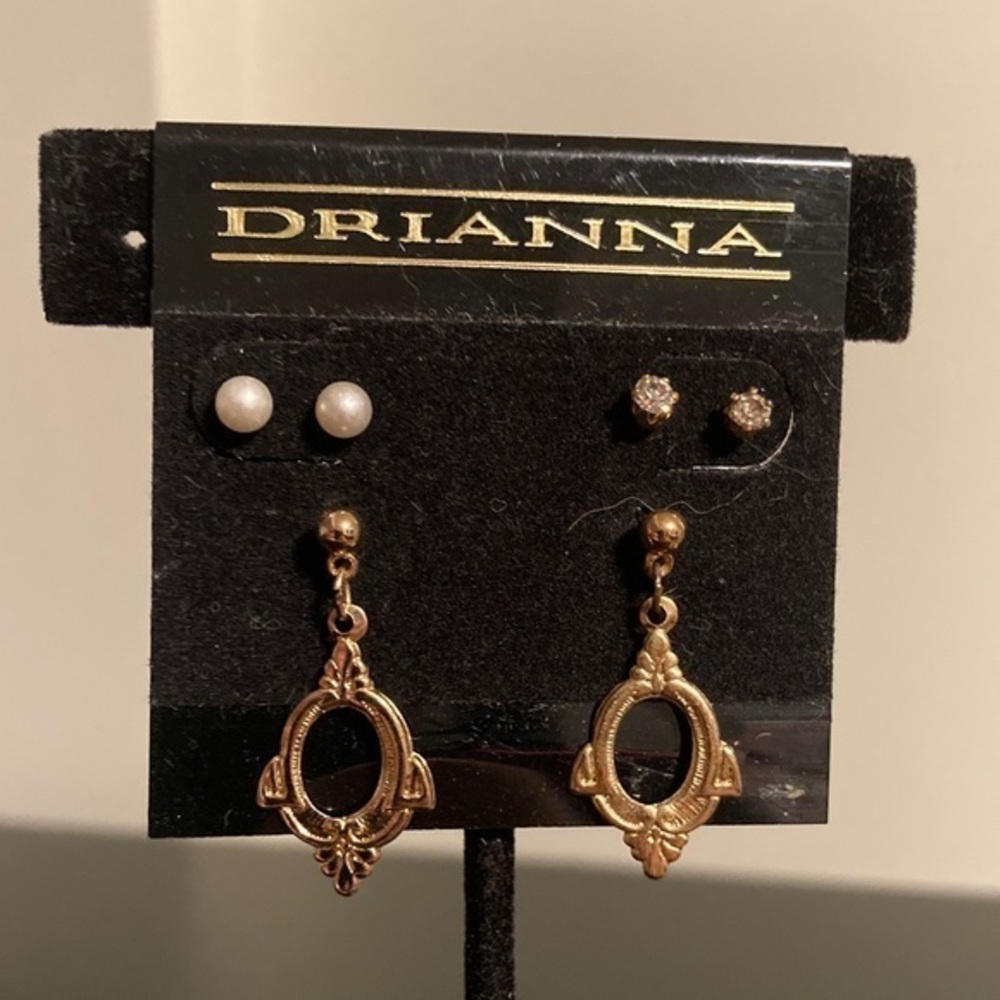 Gold and Pearl Earring Set
